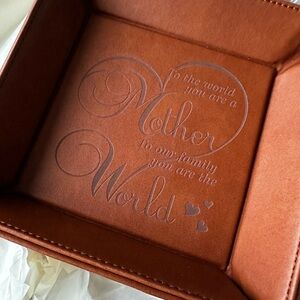 Brown Leather Valet Tray with Mother Quote